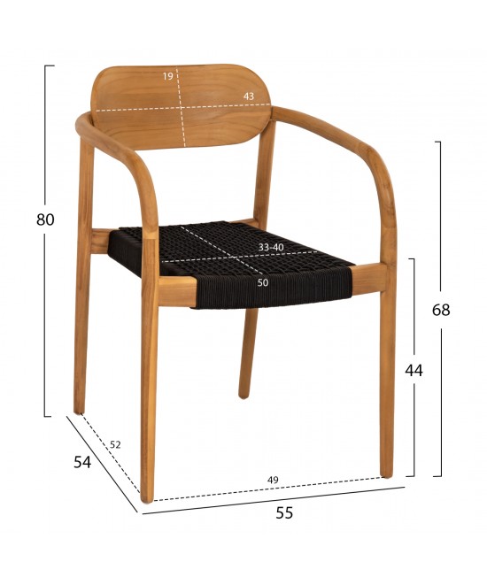 ΠΟΛΥΘΡΟΝΑ OSLO HM9636.02 ΞΥΛΟ TEAK ΦΥΣΙΚΟ & ΜΑΥΡΟ ΣΧΟΙΝΙ 55x54x80Y εκ.