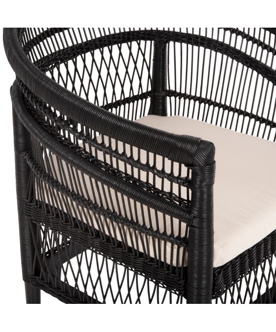 ΠΟΛΥΘΡΟΝΑ MALAWI HM9635.03 ΞΥΛΟ ΜΑΟΝΙ ΜΕ RATTAN ΜΑΥΡΟ-ΛΕΥΚΟ ΜΑΞΙΛΑΡΙ 80x70x86Υεκ.