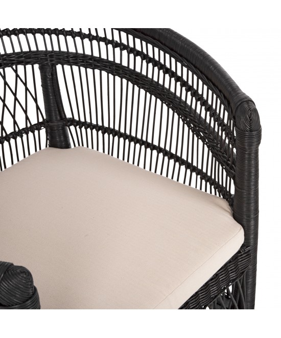 ΠΟΛΥΘΡΟΝΑ MALAWI HM9635.03 ΞΥΛΟ ΜΑΟΝΙ ΜΕ RATTAN ΜΑΥΡΟ-ΛΕΥΚΟ ΜΑΞΙΛΑΡΙ 80x70x86Υεκ.