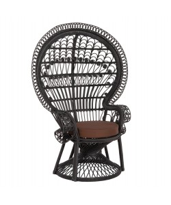 ΠΟΛΥΘΡΟΝΑ ROYAL PEACOCK HM9342.03 RATTAN ΜΑΥΡΟ-ΜΑΞΙΛΑΡΙ ΜΑΥΡΟ 114x72x150Yεκ.
