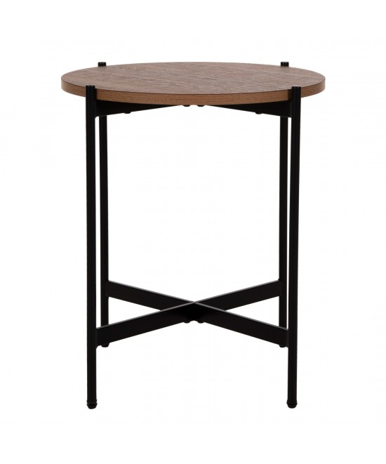 ΒΟΗΘΗΤΙΚΟ ΤΡΑΠΕΖΙ HM9589.04 MDF ΚΑΡΥΔΙ-ΜΑΥΡΗ ΜΕΤΑΛΛΙΚΗ ΒΑΣΗ Φ50x55Υεκ.