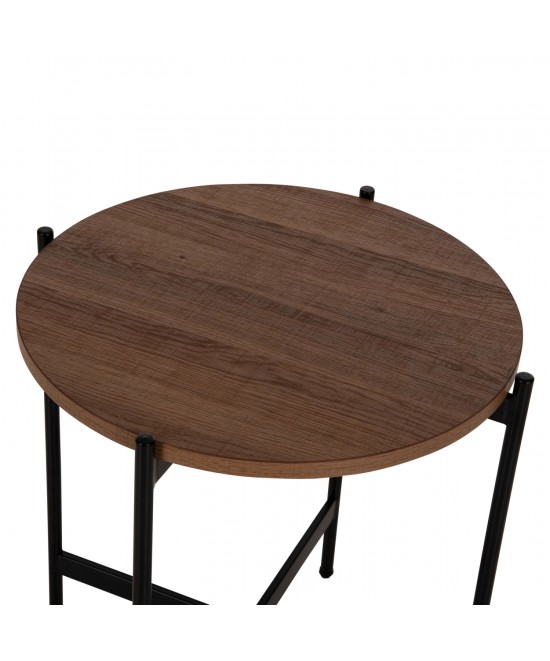 ΒΟΗΘΗΤΙΚΟ ΤΡΑΠΕΖΙ HM9589.04 MDF ΚΑΡΥΔΙ-ΜΑΥΡΗ ΜΕΤΑΛΛΙΚΗ ΒΑΣΗ Φ50x55Υεκ.