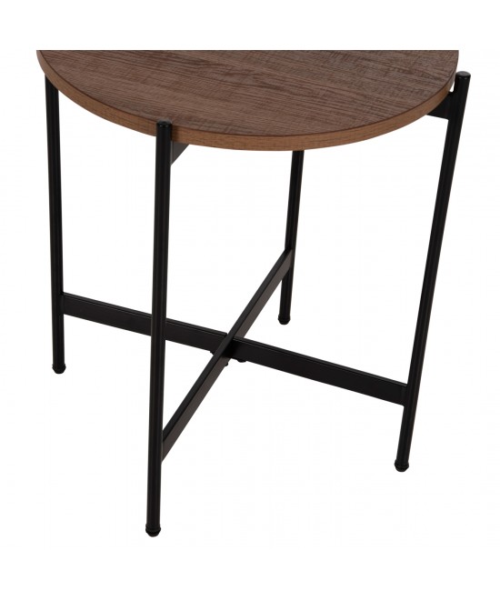 ΒΟΗΘΗΤΙΚΟ ΤΡΑΠΕΖΙ HM9589.04 MDF ΚΑΡΥΔΙ-ΜΑΥΡΗ ΜΕΤΑΛΛΙΚΗ ΒΑΣΗ Φ50x55Υεκ.