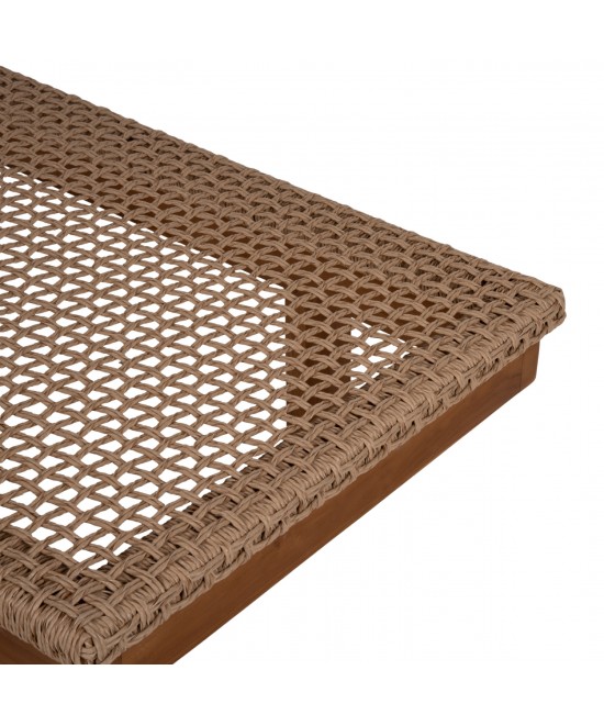 ΞΑΠΛΩΣΤΡΑ PATRON HM5993 TEAK ΞΥΛΟ ΚΑΙ ΣΧΟΙΝΙ VIRO ΣΕ ΠΛΕΞΗ WICKER 191x65x86Yεκ.