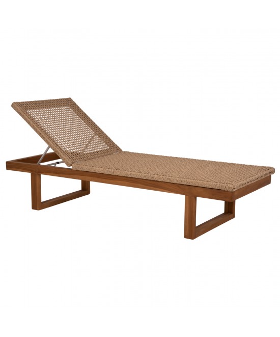 ΞΑΠΛΩΣΤΡΑ PATRON HM5993 TEAK ΞΥΛΟ ΚΑΙ ΣΧΟΙΝΙ VIRO ΣΕ ΠΛΕΞΗ WICKER 191x65x86Yεκ.