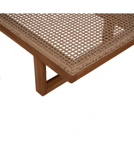 ΞΑΠΛΩΣΤΡΑ PATRON HM5993 TEAK ΞΥΛΟ ΚΑΙ ΣΧΟΙΝΙ VIRO ΣΕ ΠΛΕΞΗ WICKER 191x65x86Yεκ.