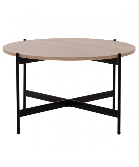 ΤΡΑΠΕΖΙ ΣΑΛΟΝΙΟΥ HM9588.03 MDF ΣΟΝΑΜΑ-ΜΑΥΡΗ ΜΕΤΑΛΛΙΚΗ ΒΑΣΗ Φ80x45Υεκ.