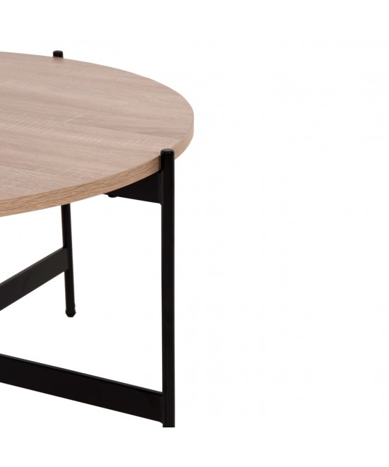 ΤΡΑΠΕΖΙ ΣΑΛΟΝΙΟΥ HM9588.03 MDF ΣΟΝΑΜΑ-ΜΑΥΡΗ ΜΕΤΑΛΛΙΚΗ ΒΑΣΗ Φ80x45Υεκ.