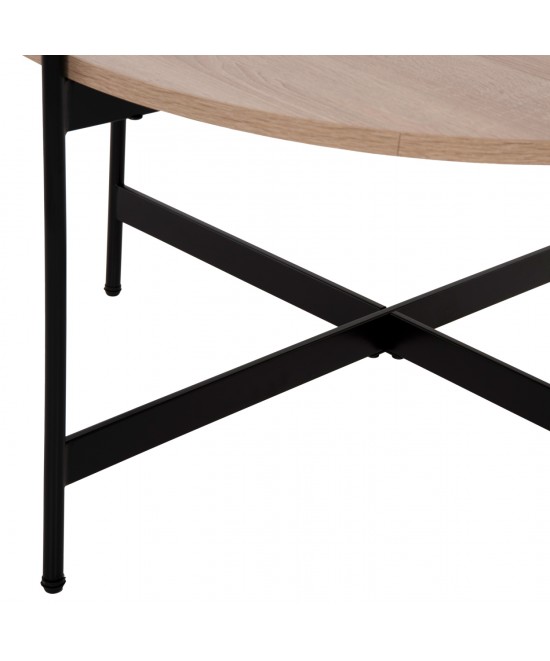 ΤΡΑΠΕΖΙ ΣΑΛΟΝΙΟΥ HM9588.03 MDF ΣΟΝΑΜΑ-ΜΑΥΡΗ ΜΕΤΑΛΛΙΚΗ ΒΑΣΗ Φ80x45Υεκ.