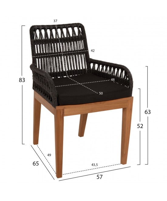 ΠΟΛΥΘΡΟΝΑ STARDOM HM9760.03 ΞΥΛΟ ΤΕΑΚ ΣΕ ΜΕΛΙ ΚΑΙ ΜΑΥΡΟ ΣΧΟΙΝΙ 57x65x83Yεκ.