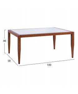 ΤΡΑΠΕΖΙ MEIR ΣΑΛΟΝΙΟΥ ΑΛΟΥΜΙΝΙΟΥ BAMBOO LOOK ΜΕ ΓΥΑΛΙ 100Χ58Χ46 HM5551.01