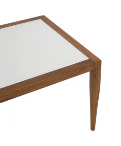 ΤΡΑΠΕΖΙ MEIR ΣΑΛΟΝΙΟΥ ΑΛΟΥΜΙΝΙΟΥ BAMBOO LOOK ΜΕ ΓΥΑΛΙ 100Χ58Χ46 HM5551.01