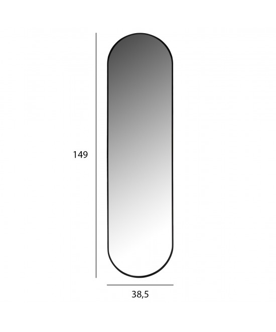 ΚΑΘΡΕΠΤΗΣ ΤΟΙΧΟΥ HM9581.01 ΨΗΛΟΣ ΟΒΑΛ ΣΚΕΛΕΤΟΣ ΑΛΟΥΜΙΝΙΟΥ ΜΑΥΡΟΣ 38,5x4x149Υεκ.