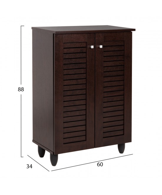 ΠΑΠΟΥΤΣΟΘΗΚΗ-ΝΤΟΥΛΑΠΑ PROLLY HM9608.01 ΜΕΛΑΜΙΝΗ WENGE-2ΠΟΡΤΕΣ-4ΡΑΦΙΑ 60x34x88Υεκ.