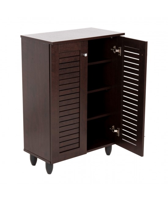 ΠΑΠΟΥΤΣΟΘΗΚΗ-ΝΤΟΥΛΑΠΑ PROLLY HM9608.01 ΜΕΛΑΜΙΝΗ WENGE-2ΠΟΡΤΕΣ-4ΡΑΦΙΑ 60x34x88Υεκ.