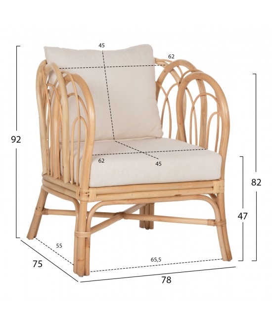 ΠΟΛΥΘΡΟΝΑ ESTOR HM9817 RATTAN ΣΕ ΦΥΣΙΚΟ-ΛΕΥΚΟ ΜΑΞΙΛΑΡΙ 78x75x92Υ εκ.