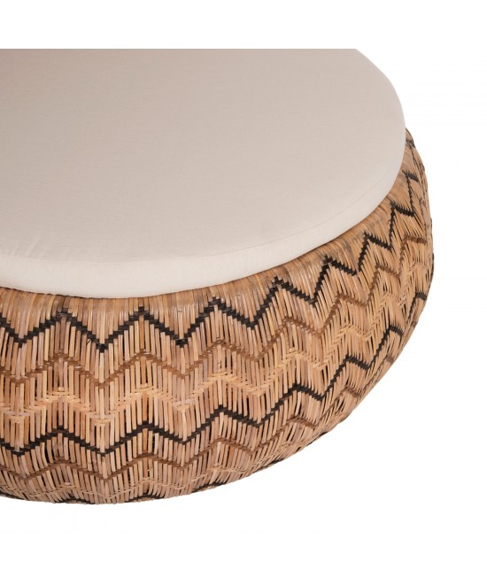 ΠΟΛΥΘΡΟΝΑ ΣΤΡΟΓΓΥΛΗ LADLON HM5992 RATTAN ΦΥΣΙΚΟ-ΕΚΡΟΥ ΜΑΞΙΛΑΡΙ 97x97x76Υεκ.