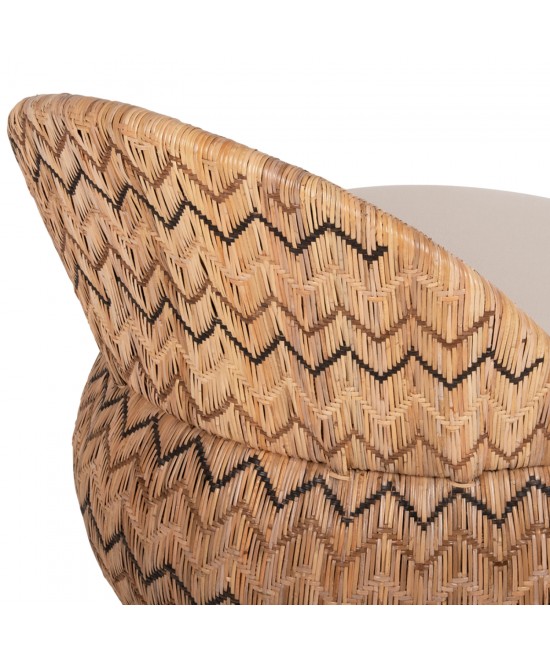 ΠΟΛΥΘΡΟΝΑ ΣΤΡΟΓΓΥΛΗ LADLON HM5992 RATTAN ΦΥΣΙΚΟ-ΕΚΡΟΥ ΜΑΞΙΛΑΡΙ 97x97x76Υεκ.