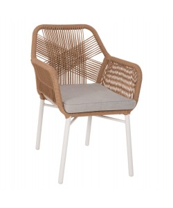 ΠΟΛΥΘΡΟΝΑ TOPIN HM6048.01 ΑΛΟΥΜΙΝΙΟ ΛΕΥΚΟ-P.E. RATTAN ΑΝΟΙΧΤΟ ΚΑΦΕ-ΜΑΞΙΛΑΡΙ ΓΚΡΙ 58x60x83Υ εκ