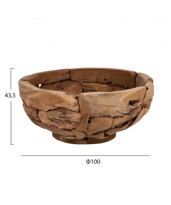 ΤΡΑΠΕΖΙ ΣΑΛΟΝΙΟΥ ΣΤΡΟΓΓΥΛΟ HM4279 ΚΟΜΜΑΤΙΑ ΡΙΖΑΣ ΤΕΑΚ ΣΕ ΦΥΣΙΚΟ Φ100x43,5Υεκ.