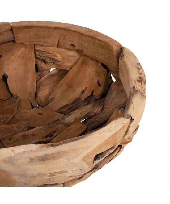 ΤΡΑΠΕΖΙ ΣΑΛΟΝΙΟΥ ΣΤΡΟΓΓΥΛΟ HM4279 ΚΟΜΜΑΤΙΑ ΡΙΖΑΣ ΤΕΑΚ ΣΕ ΦΥΣΙΚΟ Φ100x43,5Υεκ.