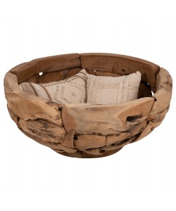 ΤΡΑΠΕΖΙ ΣΑΛΟΝΙΟΥ ΣΤΡΟΓΓΥΛΟ HM4279 ΚΟΜΜΑΤΙΑ ΡΙΖΑΣ ΤΕΑΚ ΣΕ ΦΥΣΙΚΟ Φ100x43,5Υεκ.