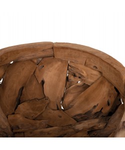 ΤΡΑΠΕΖΙ ΣΑΛΟΝΙΟΥ ΣΤΡΟΓΓΥΛΟ HM4279 ΚΟΜΜΑΤΙΑ ΡΙΖΑΣ ΤΕΑΚ ΣΕ ΦΥΣΙΚΟ Φ100x43,5Υεκ.