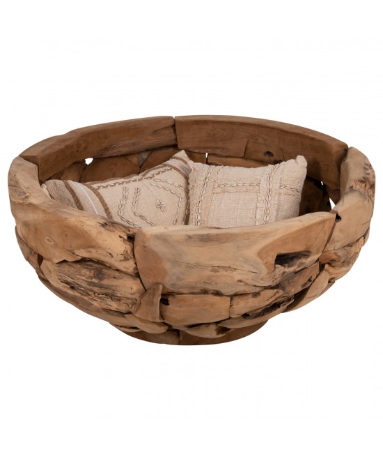 ΤΡΑΠΕΖΙ ΣΑΛΟΝΙΟΥ ΣΤΡΟΓΓΥΛΟ HM4279 ΚΟΜΜΑΤΙΑ ΡΙΖΑΣ ΤΕΑΚ ΣΕ ΦΥΣΙΚΟ Φ100x43,5Υεκ.