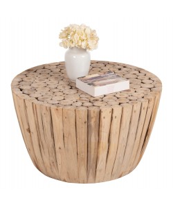 ΤΡΑΠΕΖΙ ΣΑΛΟΝΙΟΥ HM9804 ΞΥΛΟ ΤΕΑΚ ΣΕ ΦΥΣΙΚΟ Φ80x46Yεκ.