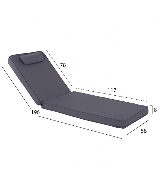 ΜΑΞΙΛΑΡΙ ΞΑΠΛΩΣΤΡΑΣ TEXTILENE 600gr SIFNOS ΓΚΡΙ HM11236.30T 196(117+1+78)x58x9εκ.