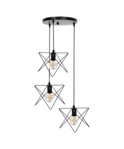 ΦΩΤΙΣΤΙΚΟ ΟΡΟΦΗΣ ΚΡΕΜΑΣΤΟ HM4076 ΤΡΙΦΩΤΟ ΜΑΥΡΟ ΜΕΤΑΛΛΟ Φ23x122Υεκ.