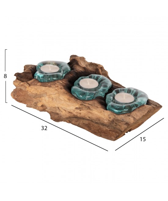 ΕΠΙΤΡΑΠΕΖΙΟ ΔΙΑΚΟΣΜΗΤΙΚΟ ΓΙΑ ΚΕΡΙΑ 3 ΘΕΣΕΩΝ HM4282 ΜΑΣΙΦ ΞΥΛΟ ΤΕΑΚ & ΓΥΑΛΙ-ΦΥΣΙΚΟ