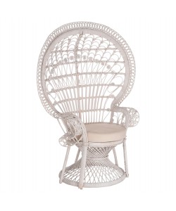 ΠΟΛΥΘΡΟΝΑ ROYAL PEACOCK HM9342.02 RATTAN ΣΕ ΛΕΥΚΟ-ΜΑΞΙΛΑΡΙ ΛΕΥΚΟ 114x72x150Yεκ.