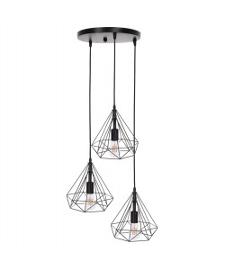 ΦΩΤΙΣΤΙΚΟ ΟΡΟΦΗΣ ΚΡΕΜΑΣΤΟ HM4041 3ΦΩΤΟ ΜΑΥΡΟ ΜΕΤΑΛΛΟ 25x22x123Yεκ.