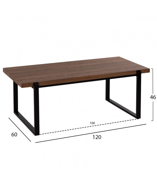 ΤΡΑΠΕΖΙ ΣΑΛΟΝΙΟΥ SHABEN HM9585.04 MDF ΚΑΡΥΔΙ ΞΥΛΟ-ΜΑΥΡΗ ΜΕΤΑΛΛΙΚΗ ΒΑΣΗ 120x56X45Yεκ.