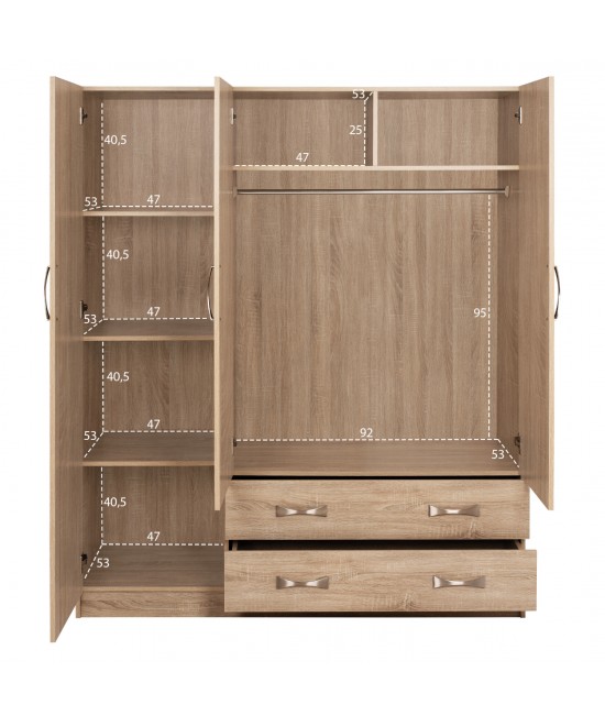 ΝΤΟΥΛΑΠΑ 3ΦΥΛΛΗ CARLY HM384.02 ΜΕ ΔΥΟ ΣΥΡΤΑΡΙΑ SONAMA 150X55Χ180Υεκ.
