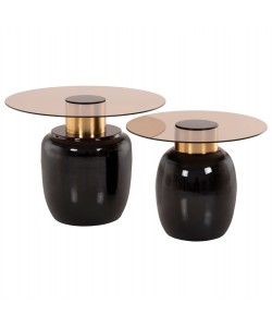 ΒΟΗΘΗΤΙΚΑ ΤΡΑΠΕΖΑΚΙΑ 2ΤΜΧ FRYN HM9663 ΜΕΤΑΛΛΟ ΣΕ ΚΑΦΕ&ΧΡΥΣΟ-ΓΥΑΛΙ Φ60 & Φ50 εκ.