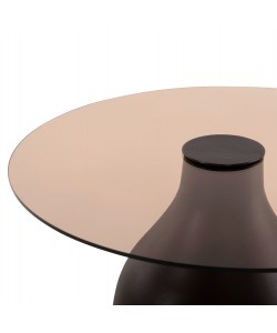 ΒΟΗΘΗΤΙΚΑ ΤΡΑΠΕΖΑΚΙΑ 2ΤΜΧ CHANG HM9668 ΞΥΛΟ MANGO-ΓΥΑΛΙ TOP Φ55x49,5Υ & Φ40x36,5Υεκ.