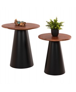 ΒΟΗΘΗΤΙΚΑ ΤΡΑΠΕΖΑΚΙΑ 2ΤΜΧ SUNNI HM9669 ΜΕΤΑΛΛΟ ΜΑΥΡΟ-MANGO TOP Φ48,5 & Φ39,5 εκ.