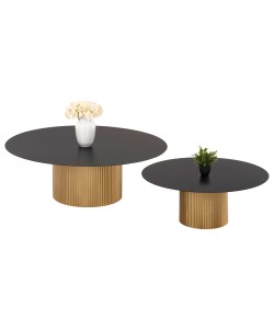 ΤΡΑΠΕΖΙA ΣΑΛΟΝΙΟΥ 2ΤΜΧ CLAD HM11916 ΜΕΤΑΛΛΟ ΣΕ ΧΡΥΣΟ-ΜΑΥΡΟ Φ110x38Υ & Φ80x32Υ εκ.