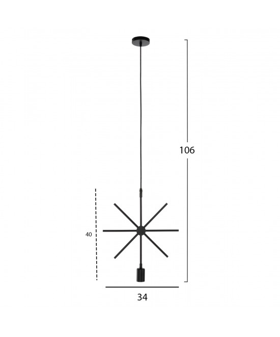 ΦΩΤΙΣΤΙΚΟ ΟΡΟΦΗΣ ΚΡΕΜΑΣΤΟ HM4098 ΜΑΥΡΟ ΜΕΤΑΛΛΟ ΑΣΤΕΡΙ 34x40x106Υεκ.
