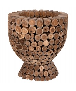 ΤΡΑΠΕΖΙ BAR ΣΤΡΟΓΓΥΛΟ LEEROY HM9806 KOMMATIA ΞΥΛΟΥ TEAK Φ900x103Υεκ.