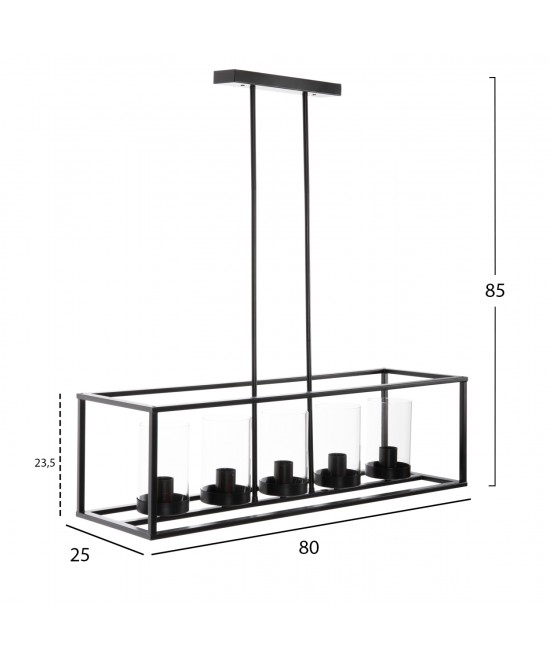 ΦΩΤΙΣΤΙΚΟ ΟΡΟΦΗΣ ΚΡΕΜΑΣΤΟ HM4082 ΜΑΥΡΟ ΜΕΤΑΛΛΟ ΚΑΙ ΓΥΑΛΙ 80x25x23,5-85Yεκ.