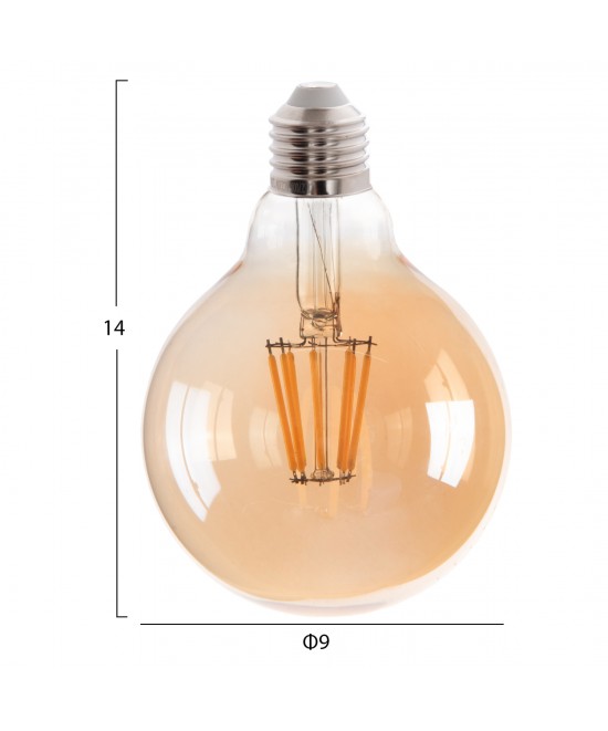 ΛΑΜΠΤΗΡΑΣ GLOBO LED FILAMENT 8W E27 2700K ΧΡΥΣΟ DIMMABLE HM4050.02