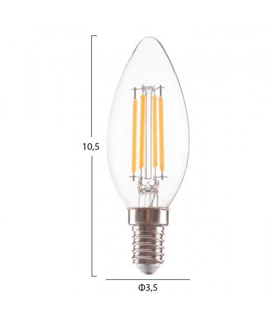ΛΑΜΠΤΗΡΑΣ LED FILAMENT 4W E14 3000K ΔΙΑΦΑΝΟΣ DIMMABLE HM4048.01 ΛΑΜΠΤΗΡΑΣ LED FILAMENT 4W E14 3000K ΔΙΑΦΑΝΟΣ DIMMABLE HM4048.01