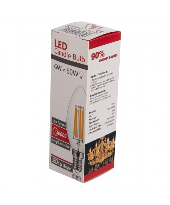 ΛΑΜΠΤΗΡΑΣ LED FILAMENT 4W E14 3000K ΔΙΑΦΑΝΟΣ DIMMABLE HM4048.01 ΛΑΜΠΤΗΡΑΣ LED FILAMENT 4W E14 3000K ΔΙΑΦΑΝΟΣ DIMMABLE HM4048.01
