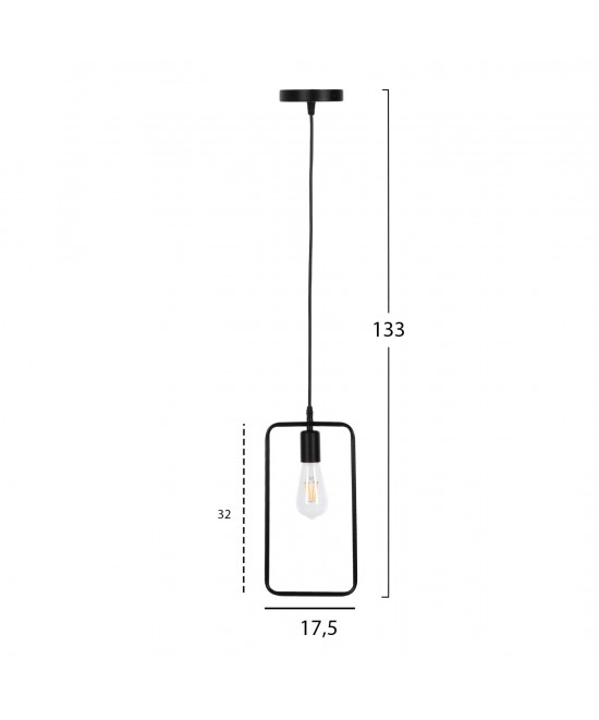 ΦΩΤΙΣΤΙΚΟ ΟΡΟΦΗΣ ΚΡΕΜΑΣΤΟ HM4097 ΜΑΥΡΟ ΜΕΤΑΛΛΙΚΟ ΟΡΘΟΓΩΝΙΟ 17,5x133Υεκ.
