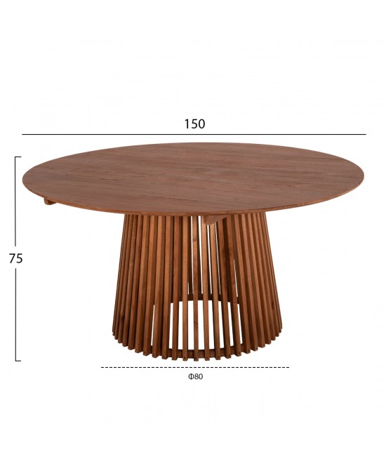 ΤΡΑΠΕΖΙ ΤΡΑΠΕΖΑΡΙΑΣ FRANTZ HM9457.11 ΜΑΣΙΦ MINDI ΞΥΛΟ ΣΕ ΦΥΣΙΚΟ Φ150x75Υεκ.
