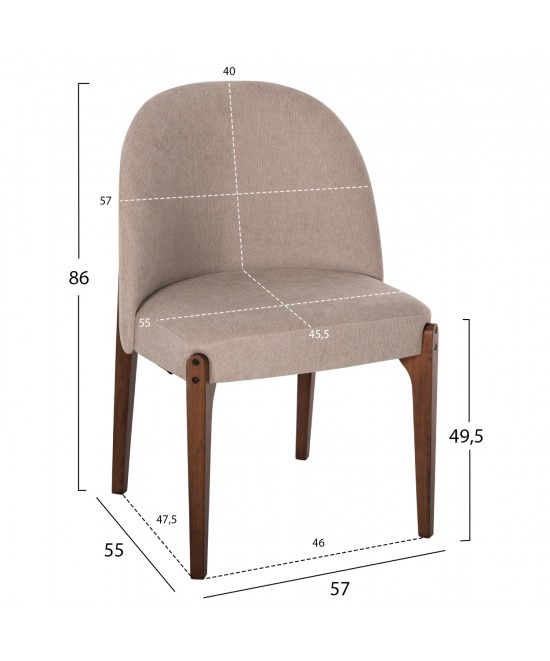ΚΑΡΕΚΛΑ ΤΡΑΠΕΖΑΡΙΑΣ RAMMER HM9744.02 RUBBERWOOD ΣΕ ΚΑΡΥΔΙ-ΕΚΡΟΥ ΥΦΑΣΜΑ 57x55x86Υεκ.