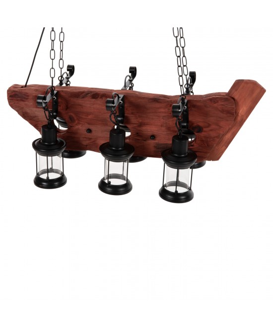 ΦΩΤΙΣΤΙΚΟ ΟΡΟΦΗΣ 6-ΦΩΤΟ ΚΡΕΜΑΣΤΟ HM4117 ΞΥΛΟ-ΜΕΤΑΛΛΟ-ΓΥΑΛΙ 116Υεκ